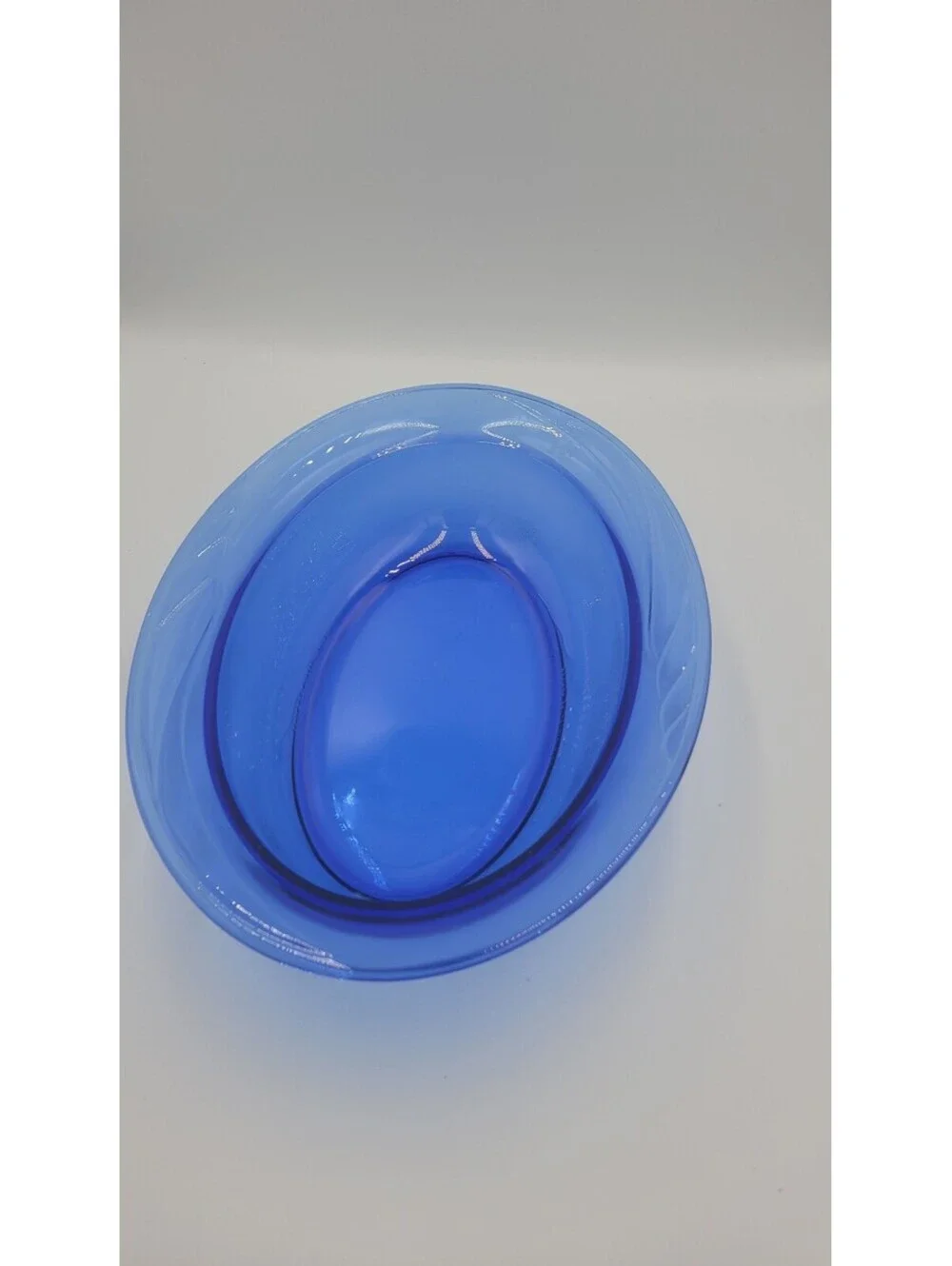 Vintage Blue Glass Oval Bowl Made in Italy – Elegant and Durable Decorative or